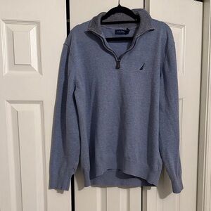 Nautica Men's Heather Blue Quarter ZipSweater